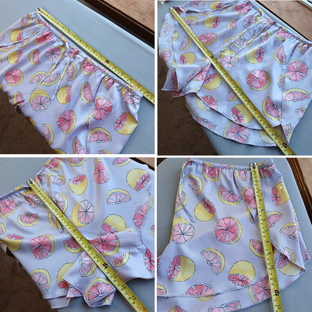Gilly Hicks Hollister Satin Citrus Fruit Print Sleep Set XL purple LS top shorts - Picture 13 of 16